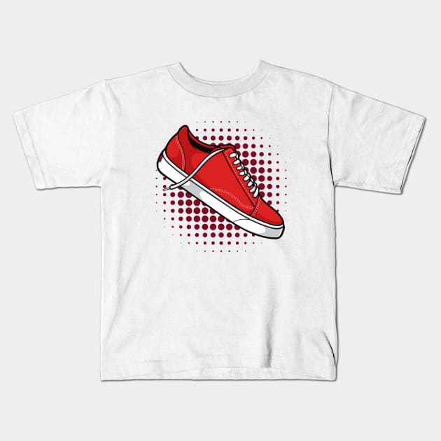 Red White Skate Sneaker Kids T-Shirt by milatees